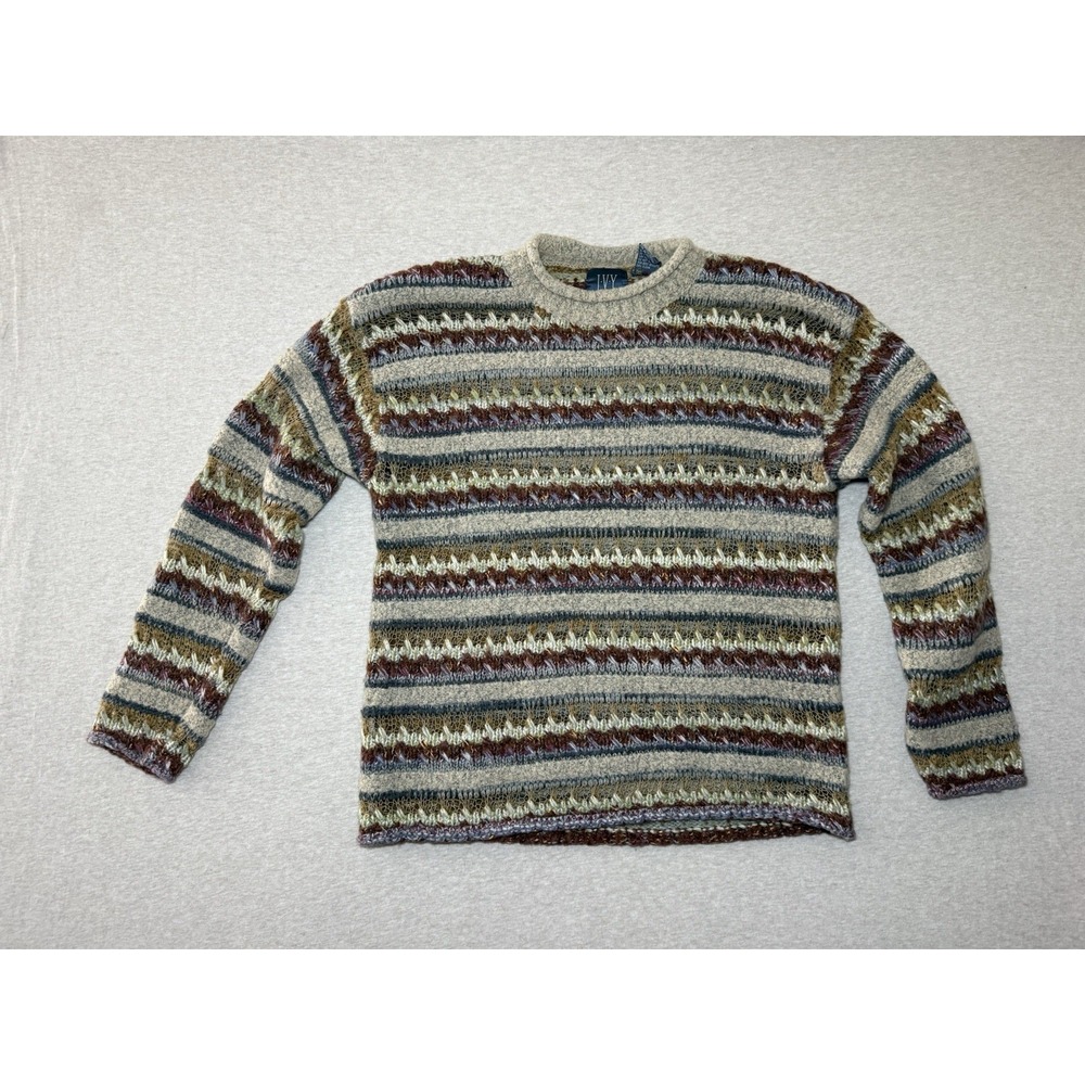 IVY Woman's Sweater Multicolor Argyl Wool Blend